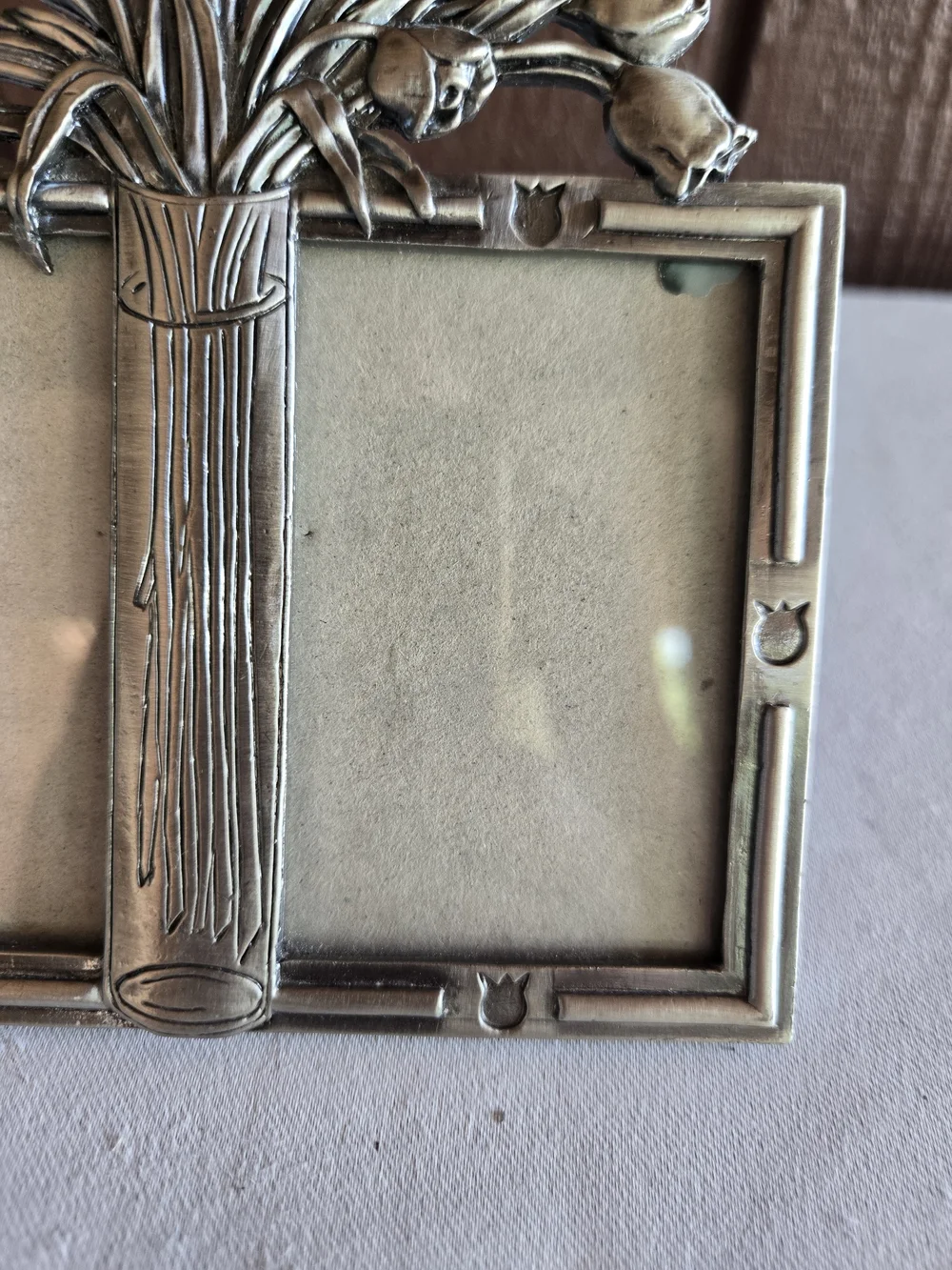 Silver Tulip Bouquet Double Picture Frame